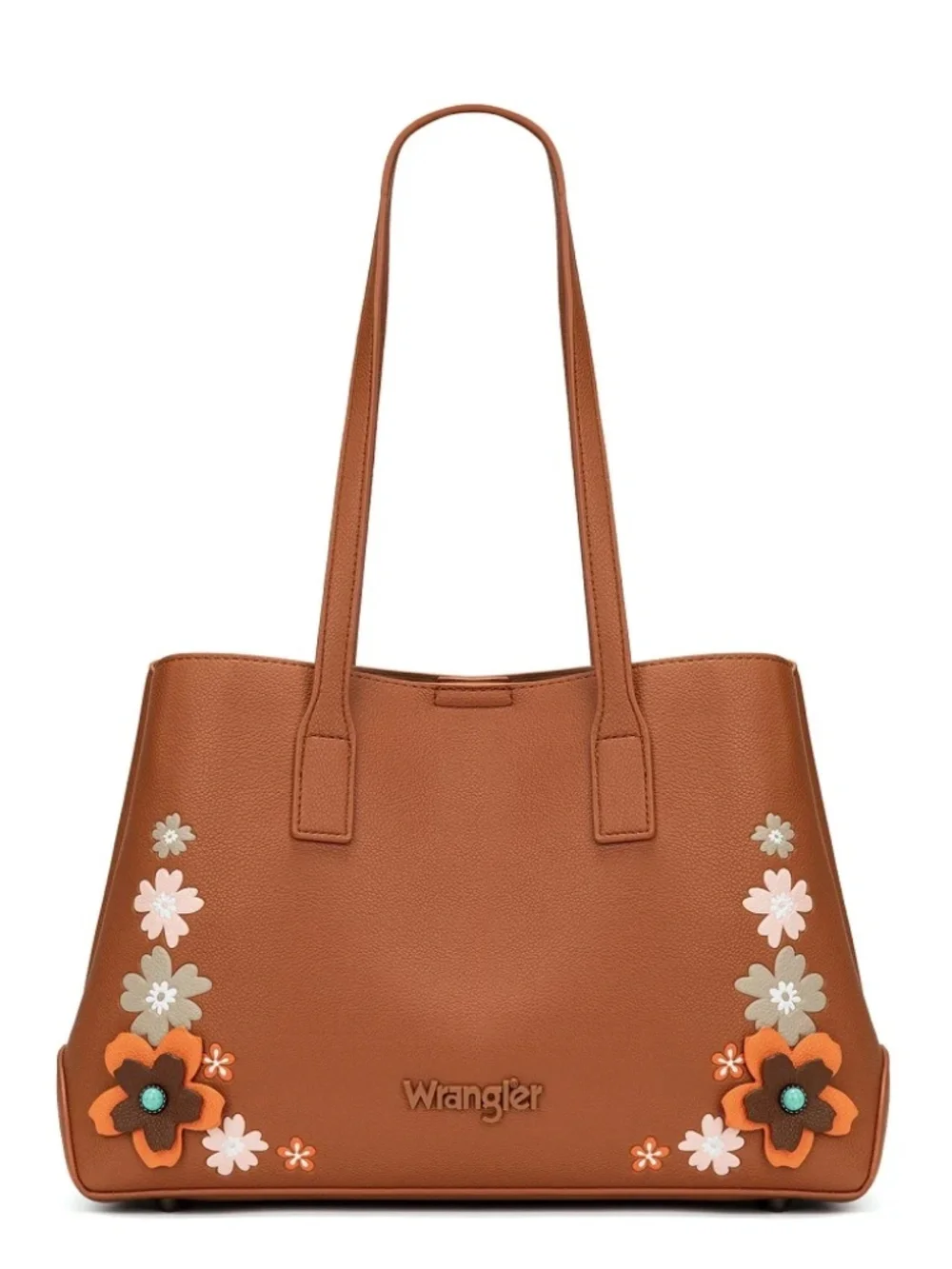 Wrangler Floral Accent Tote Shoulder Bag Brown